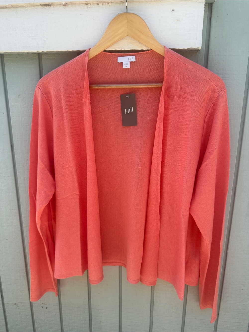 J. Jill Coral-Red Open Front Lightweight Cardigan